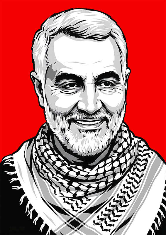 تصویرسازی چهره سردار شهید قاسم سلیمانی